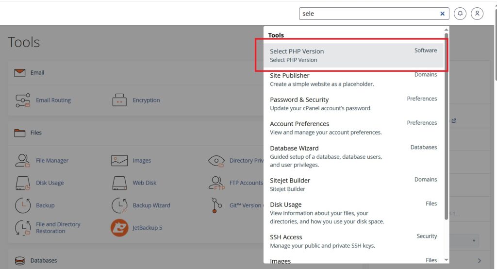 Select PHP Version